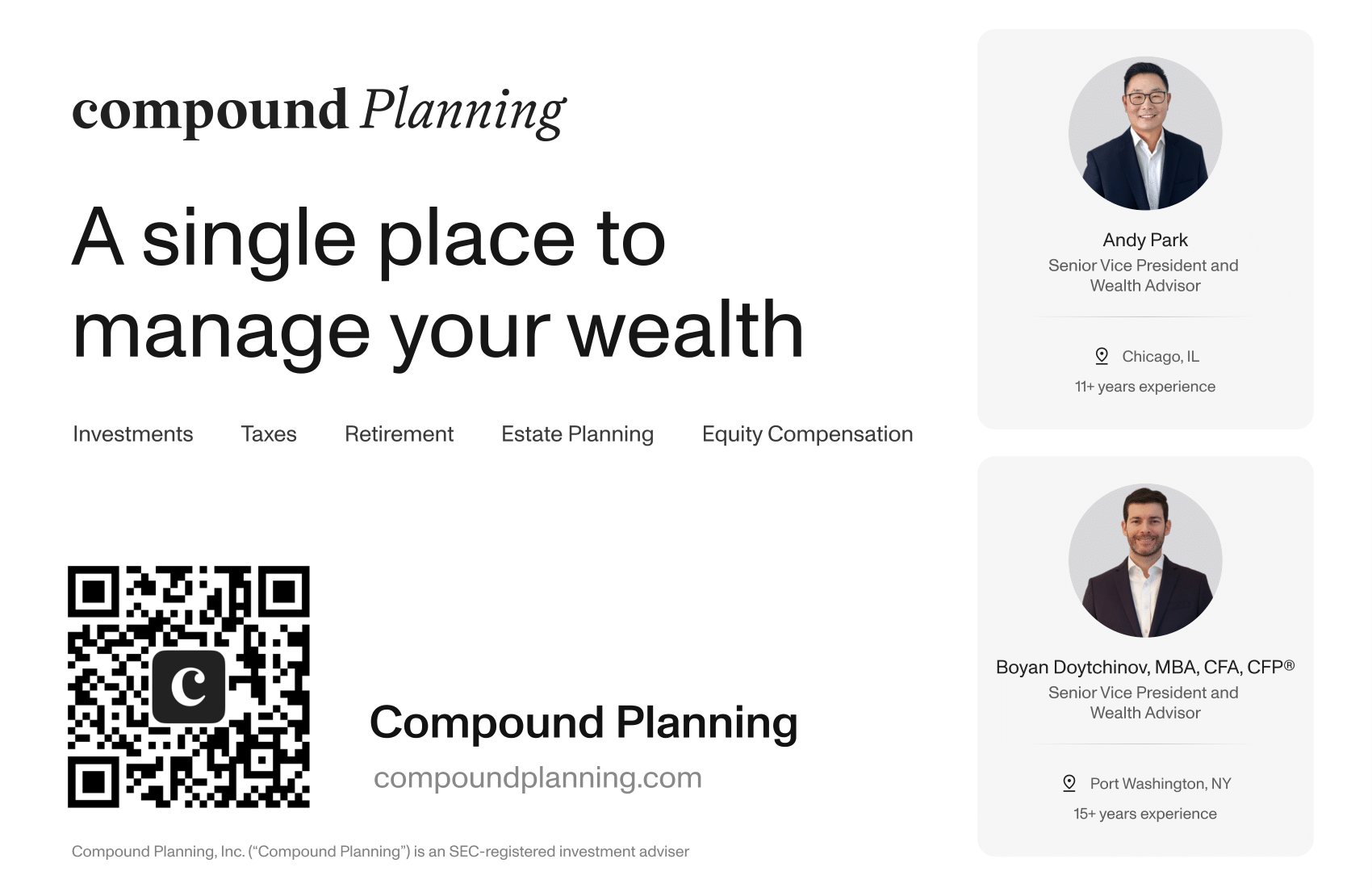 Compound Planning - Platinum Sponsor Advertisement